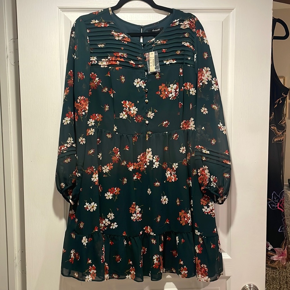Madewell Green Floral Dress